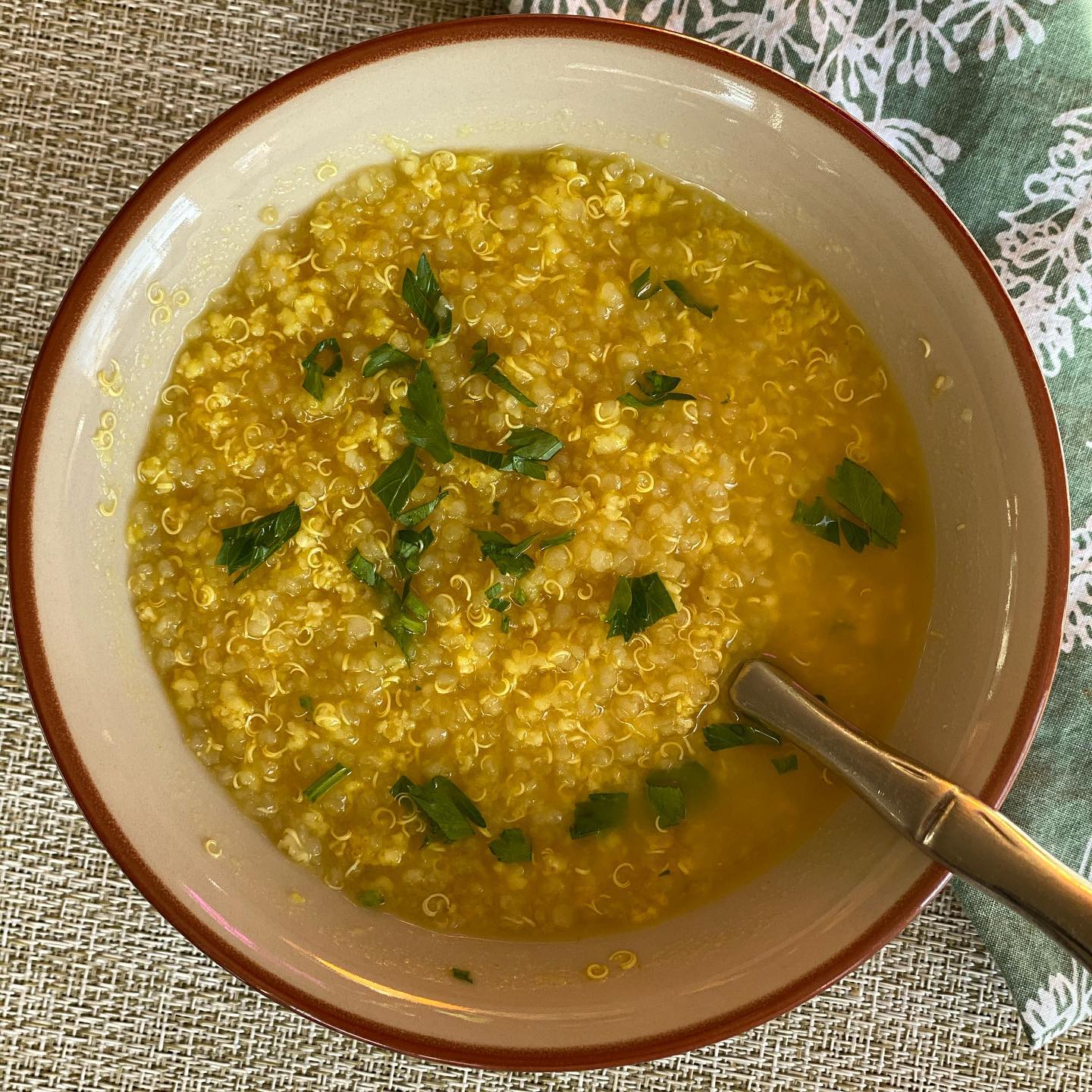 Healing Millet quinoa soup in broth
