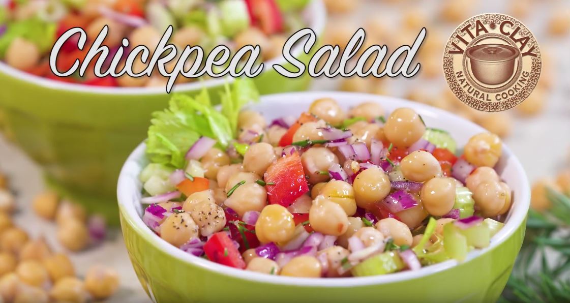 Best Ever Fresh Chickpea Salad in Clay Fast Slow Cooker (Video Recipe)