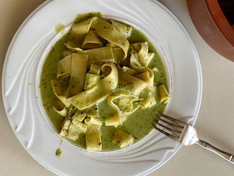 College Student Meal- Pesto Pappardelle Pasta Made in VitaClay for 20 minutes!