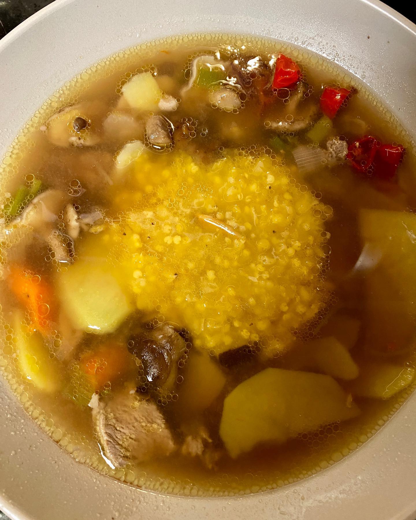 Spicy lamb potato winter soup