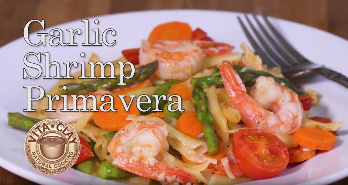 Quick Easy 30 Min One Pot Meal Garlic Shrimp Primavera (Video Recipe)