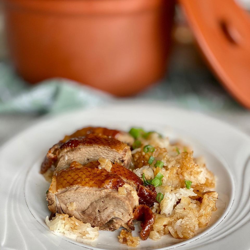 Flavorful One-Pot Meal Roasted Duck On Sticky Rice