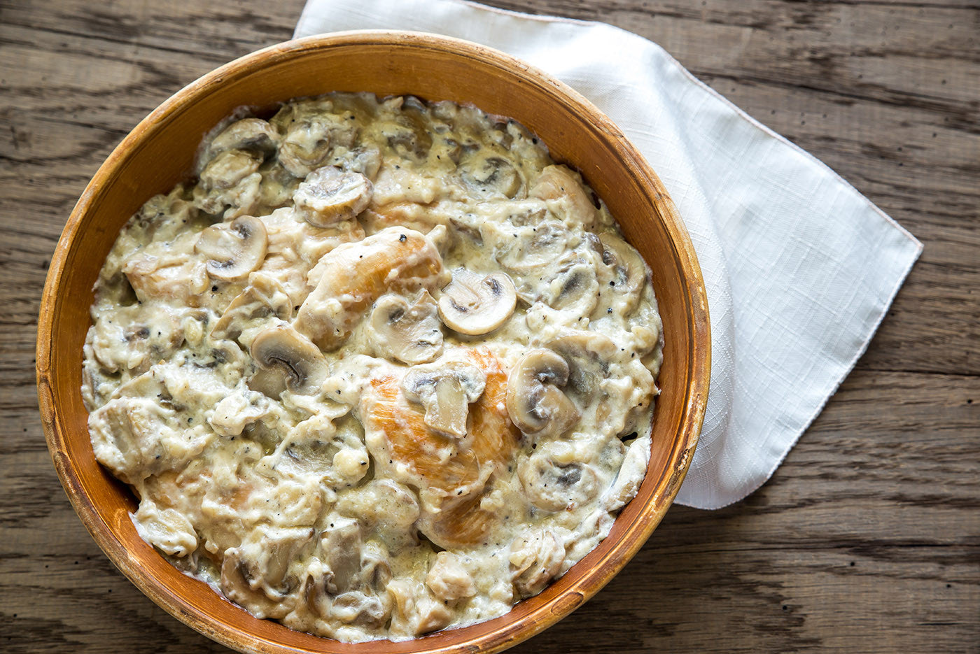 Garlicky Creamed Mushrooms, Quick and Easy in Clay!
