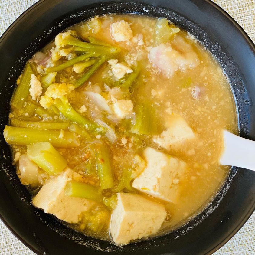 Vegetarian Miso Soup with Taro and Cauliflower