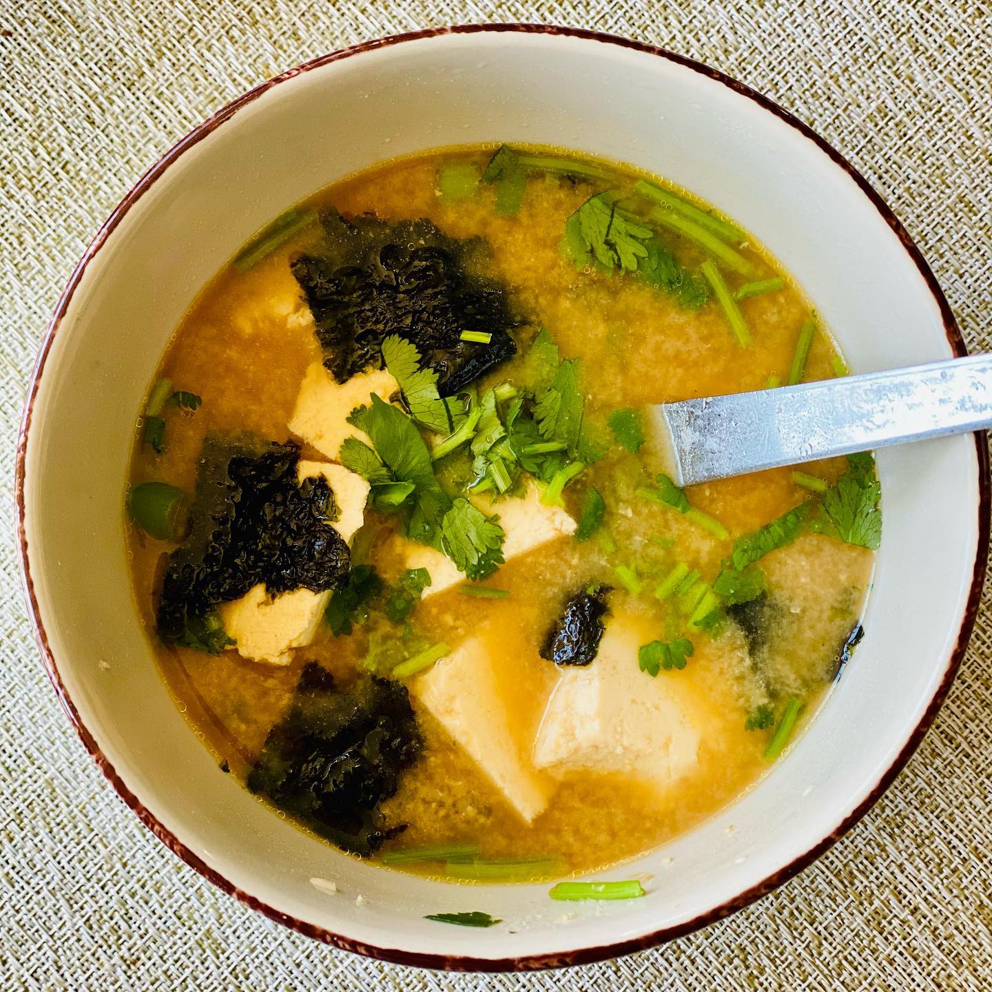 Miso tofu seaweed soup