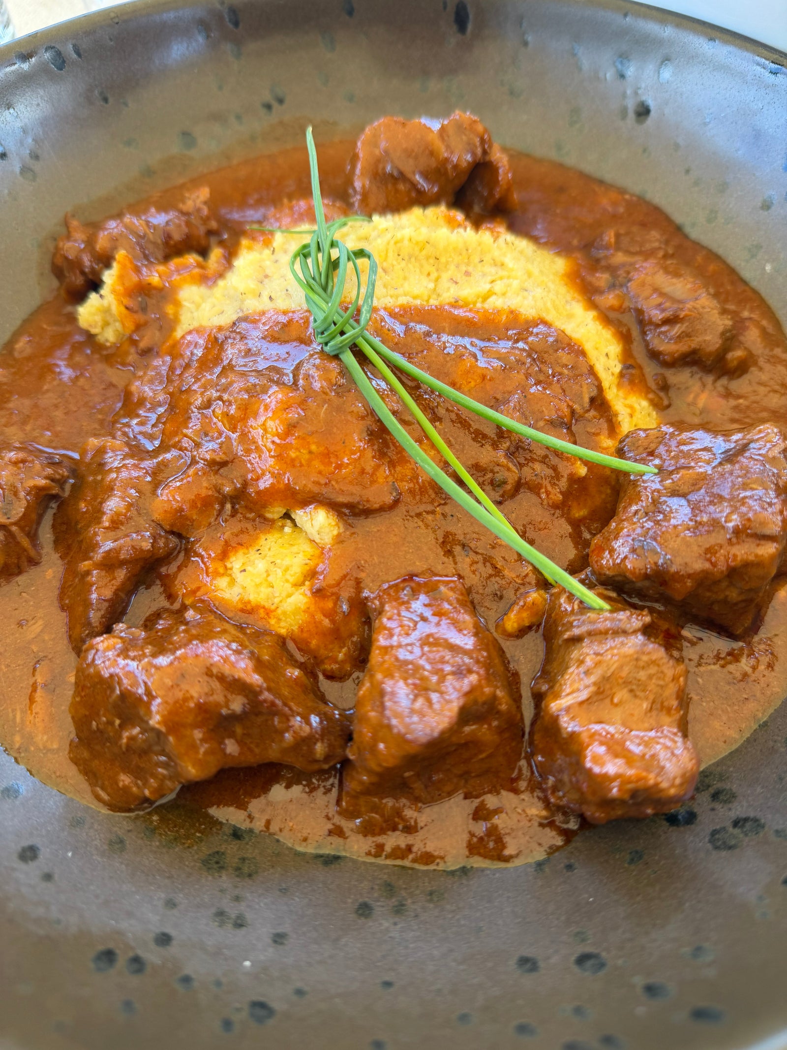 Slow-Braised Dolomites Beef Goulash with Creamy Polenta
