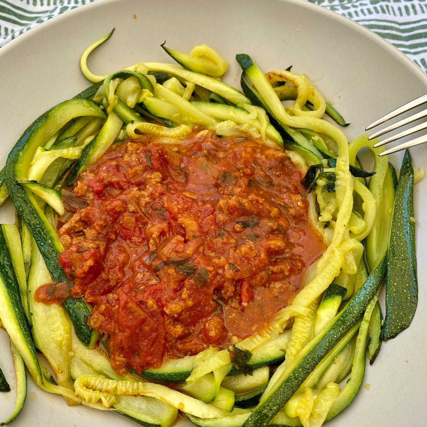 zucchini noodle In spaghetti sauce