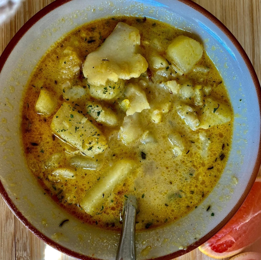 Easy Curry Fish Stew in Coconut Sauce, cooked in VitaClay Fast Slow Cooker for 30 minutes