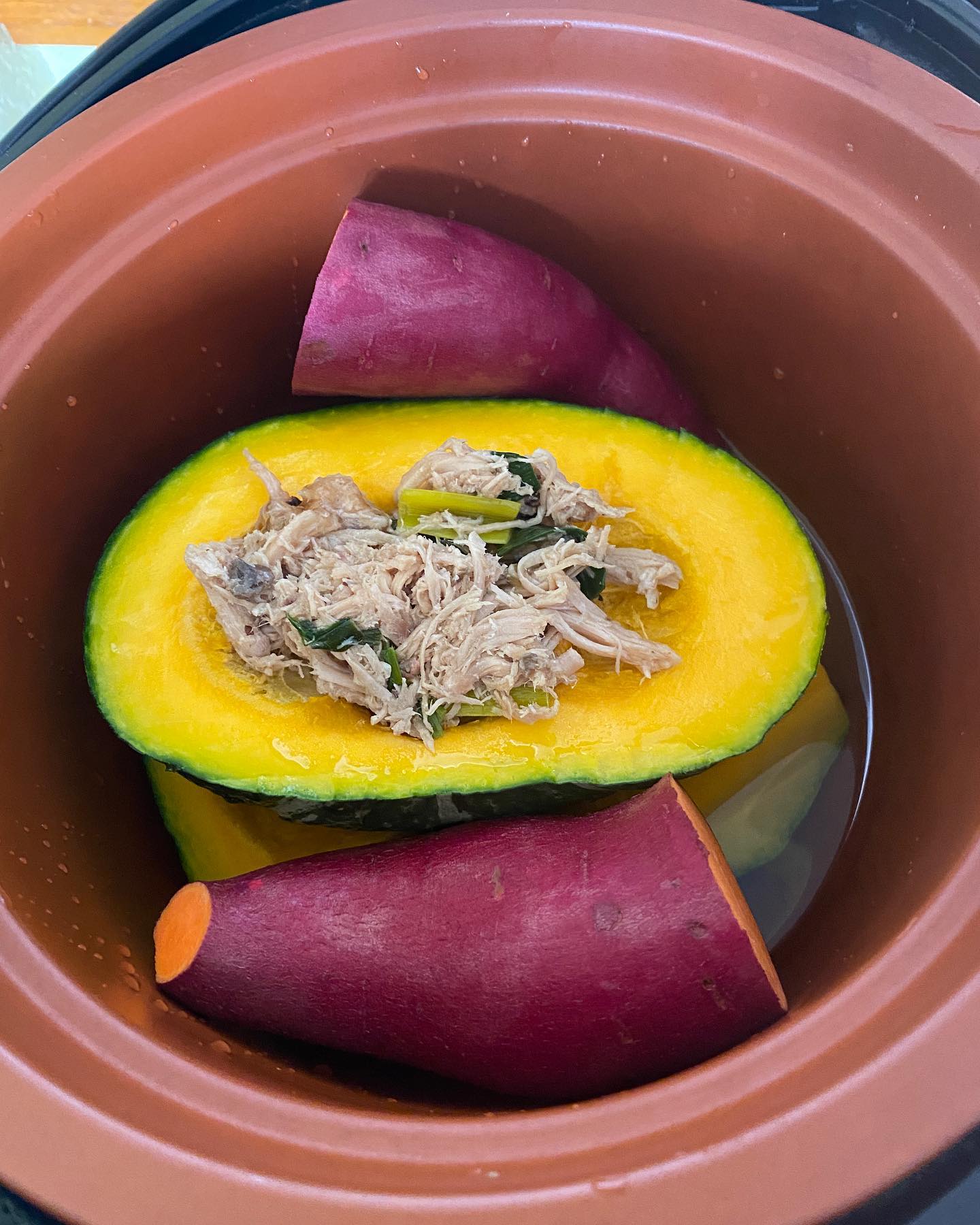 Stuffed kabocha squash with leftover Turkey