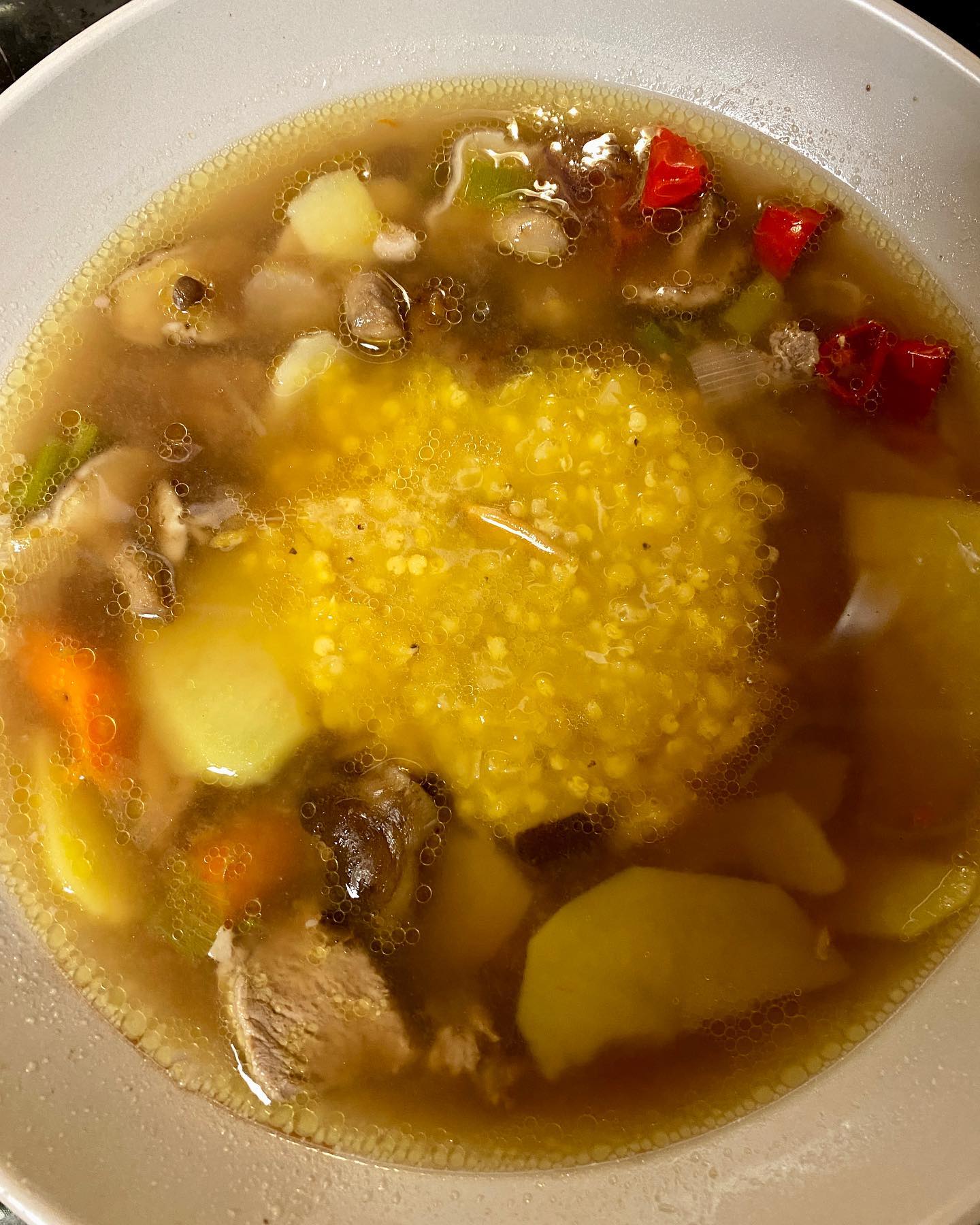 Spicy lamb potato winter soup