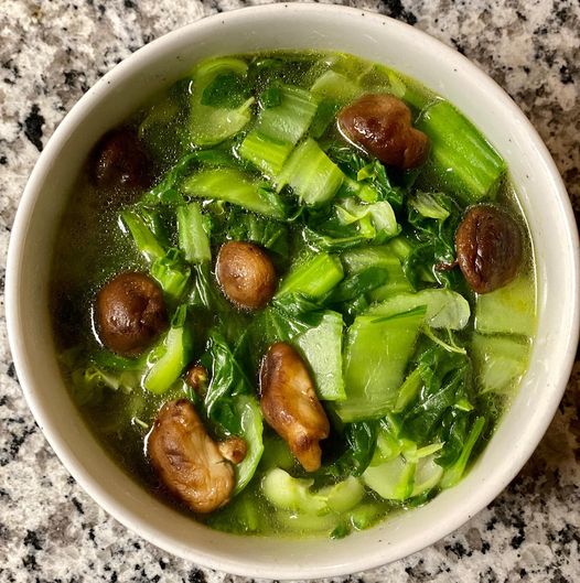 Bok choy shiitake mushroom soup