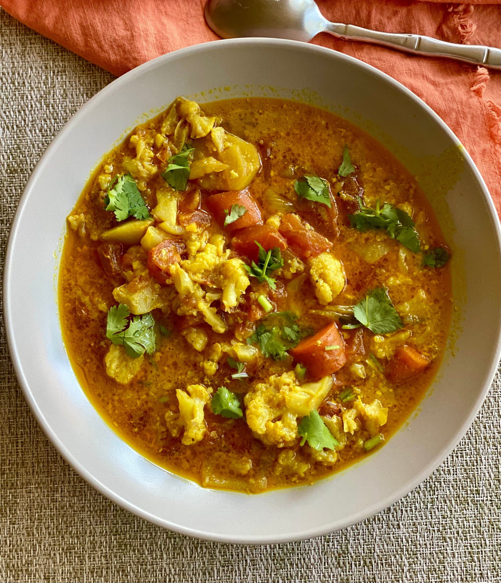 Cauliflower potato Curry soup in VitaClay stock Clay pot