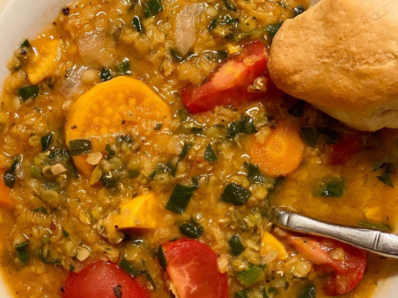 Hearty Lentil Soup in Clay