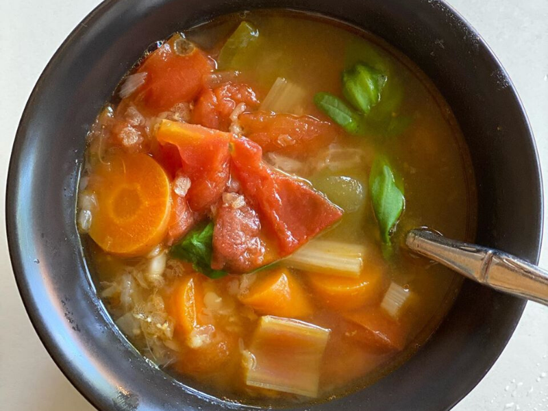 Hearty Lentil Vegetable Soup Cooked in VitaClay for 45 Minutes!