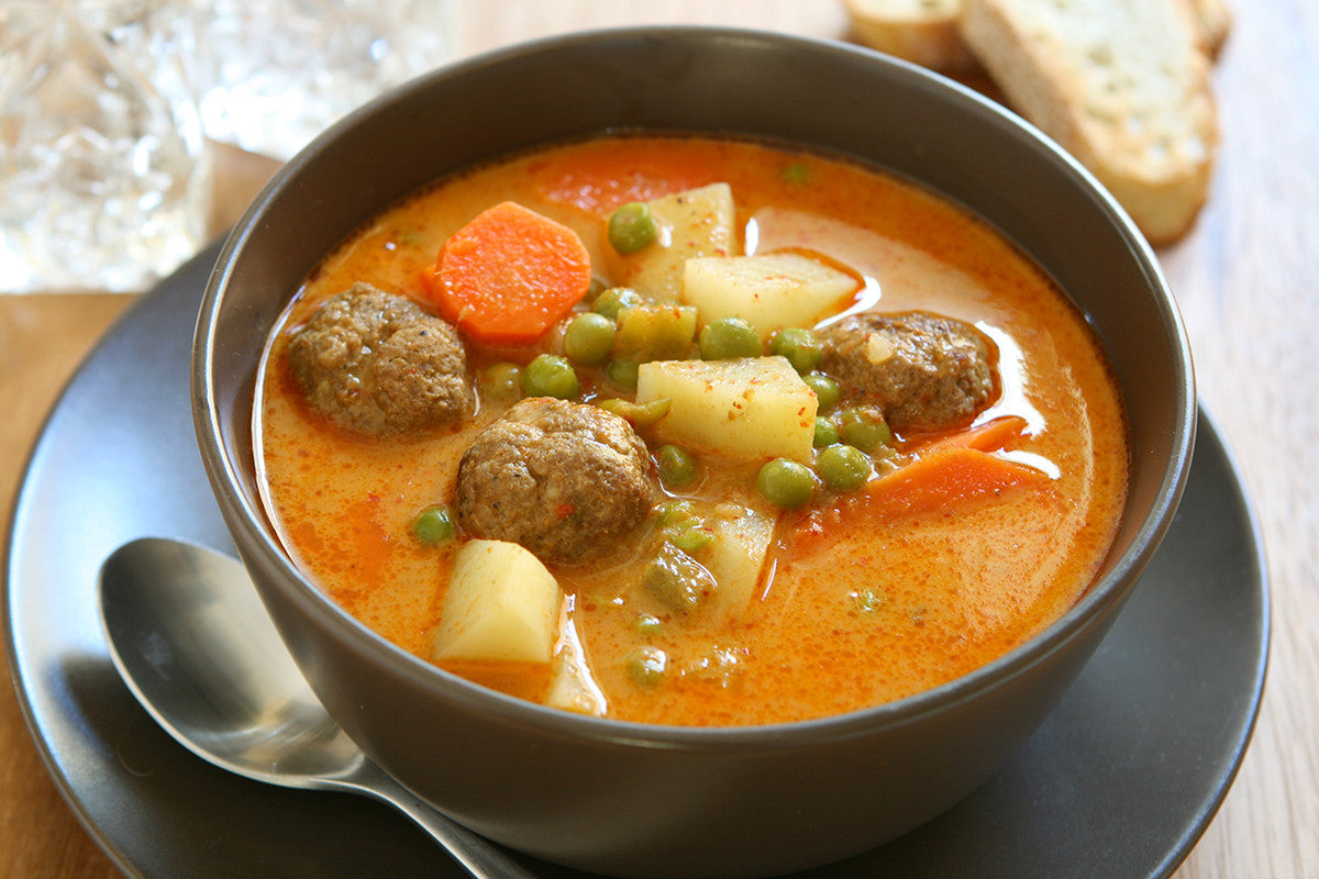 Quick and Easy Meatball Soup—Simmering All Day in Your Clay Pot!