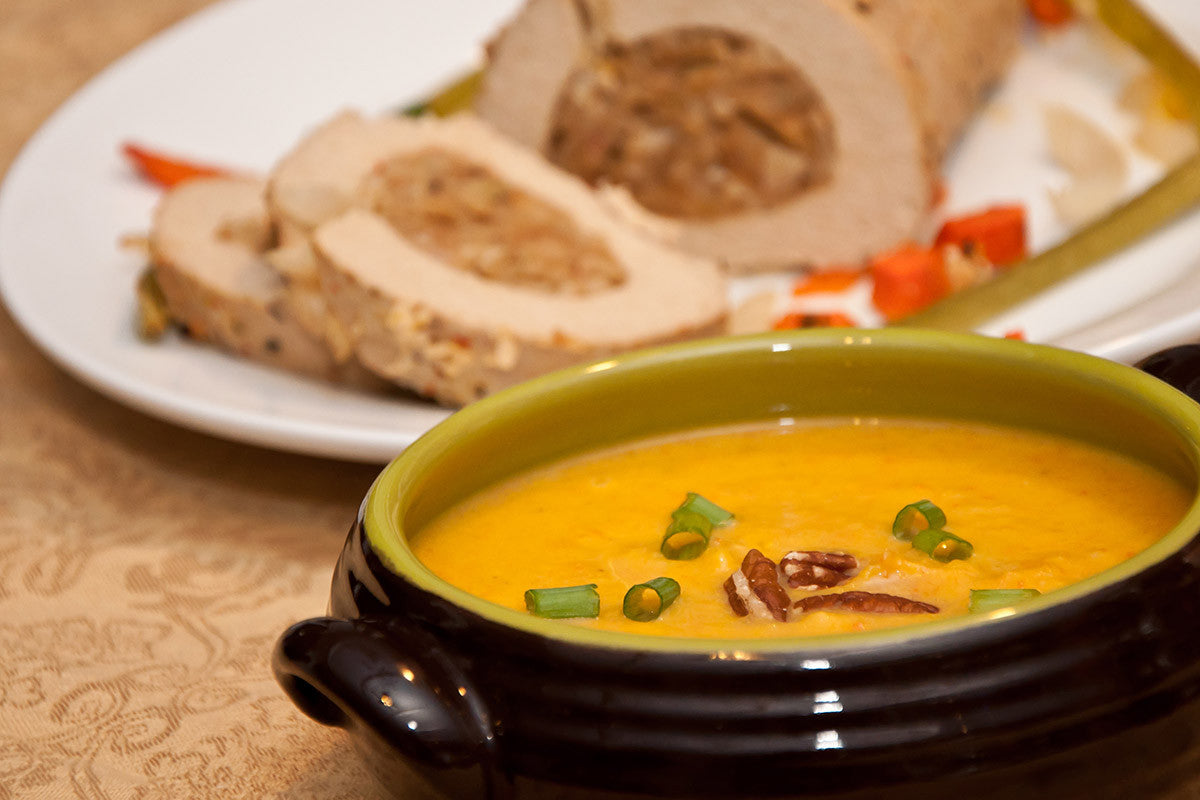 Butternut Squash Bisque Slow Cooked in Clay