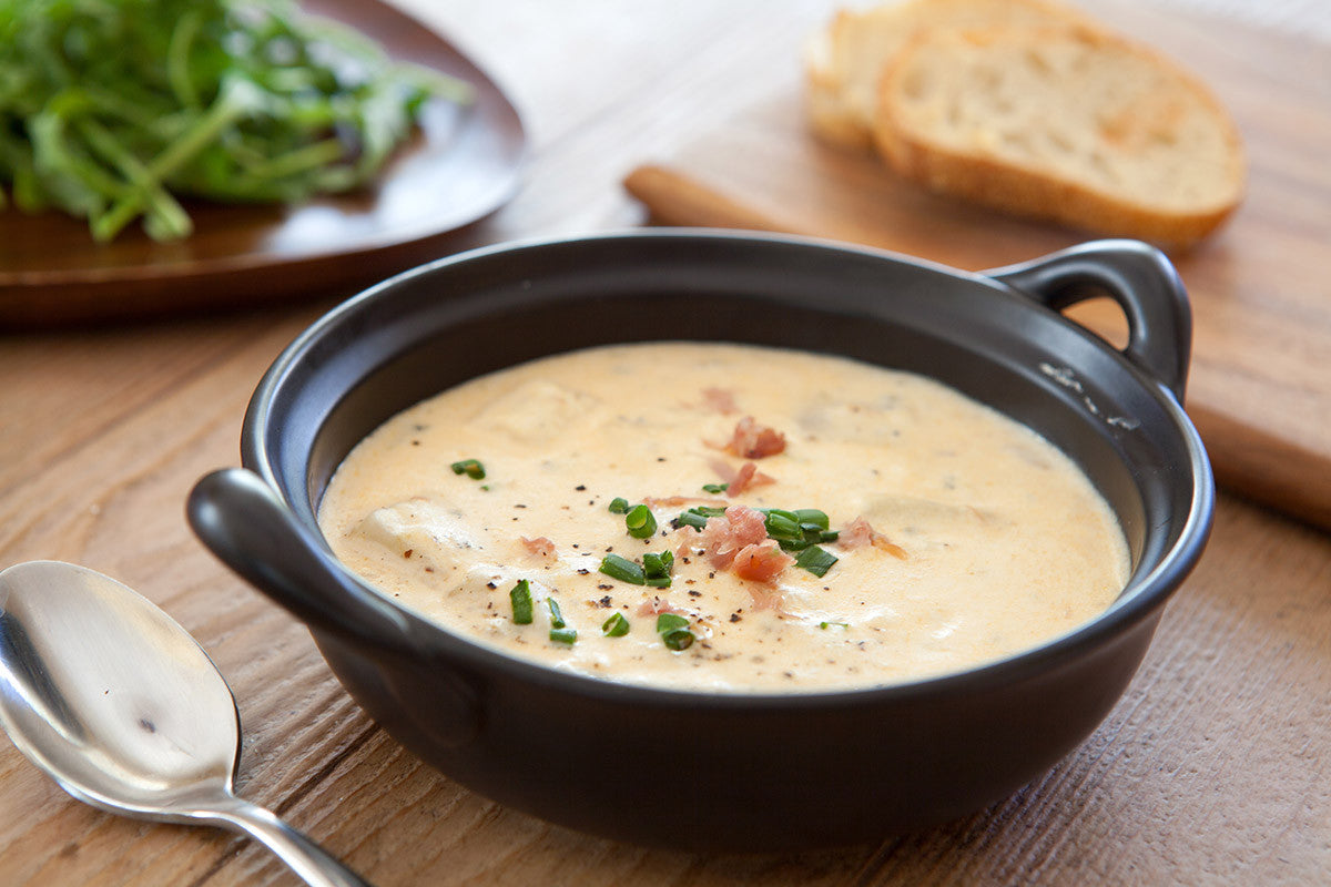 Cheesy Potato Chive Soup Made Easy and Delicious with Clay
