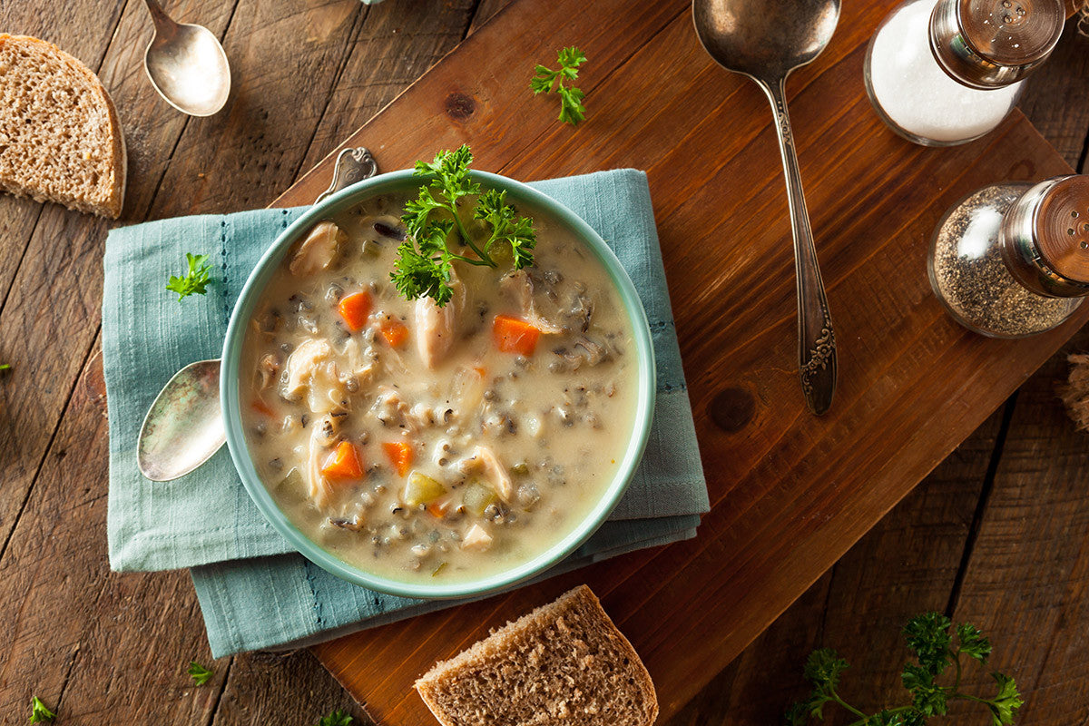 Clay Slow Cooked Wild Rice and Chicken Soup with Veggies VitaClay® Chef