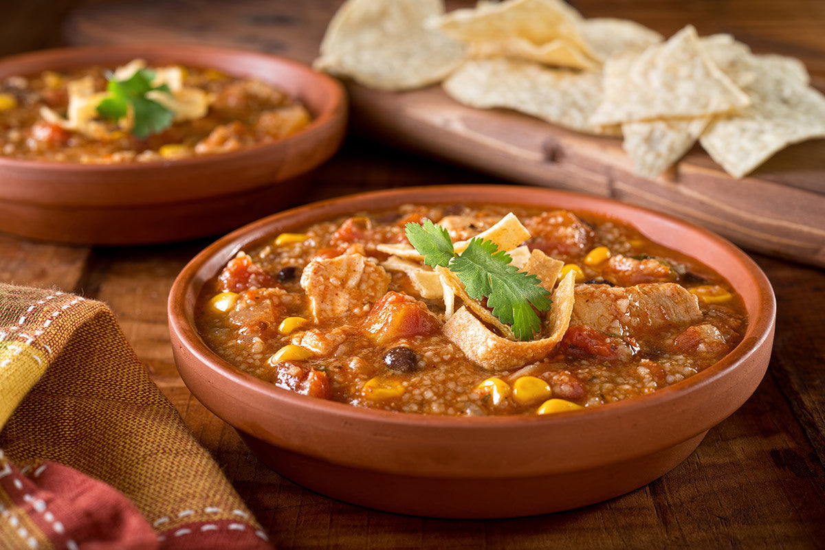 Yummy Chicken Tortilla Soup in Clay: for the Snow-Bound!