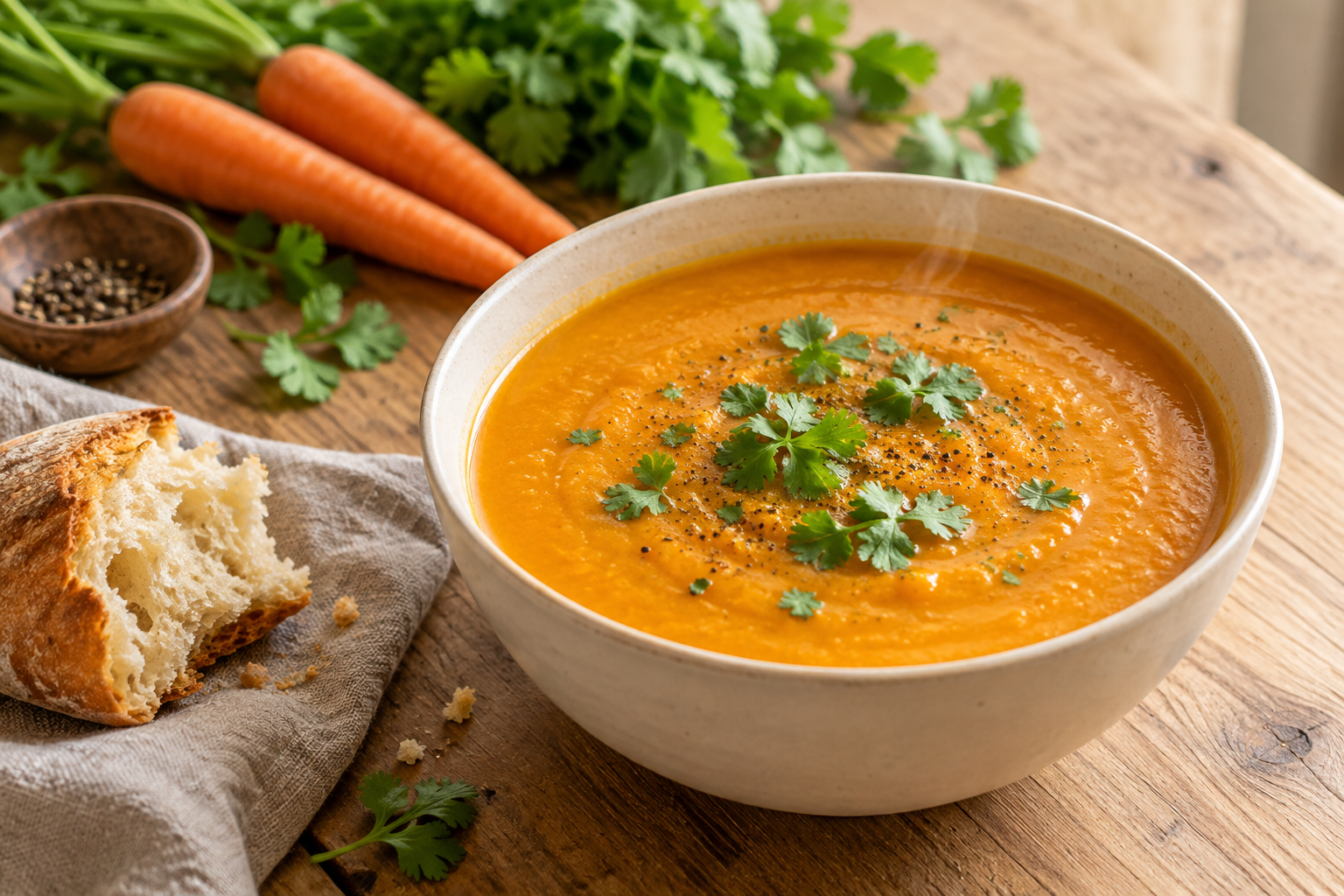 Carrot and Coriander Soup in VitaClay | Homemade Recipe