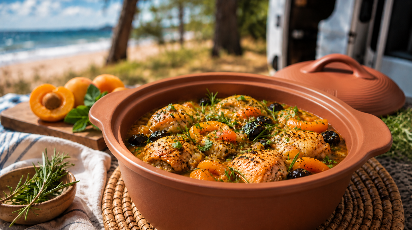 Summer Chicken Tagine with Apricots, Rosemary & Ginger
