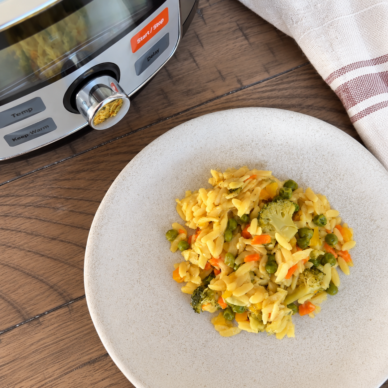 Creamy Vegetable Parmesan Orzo in the VitaClay Nourishing Pot