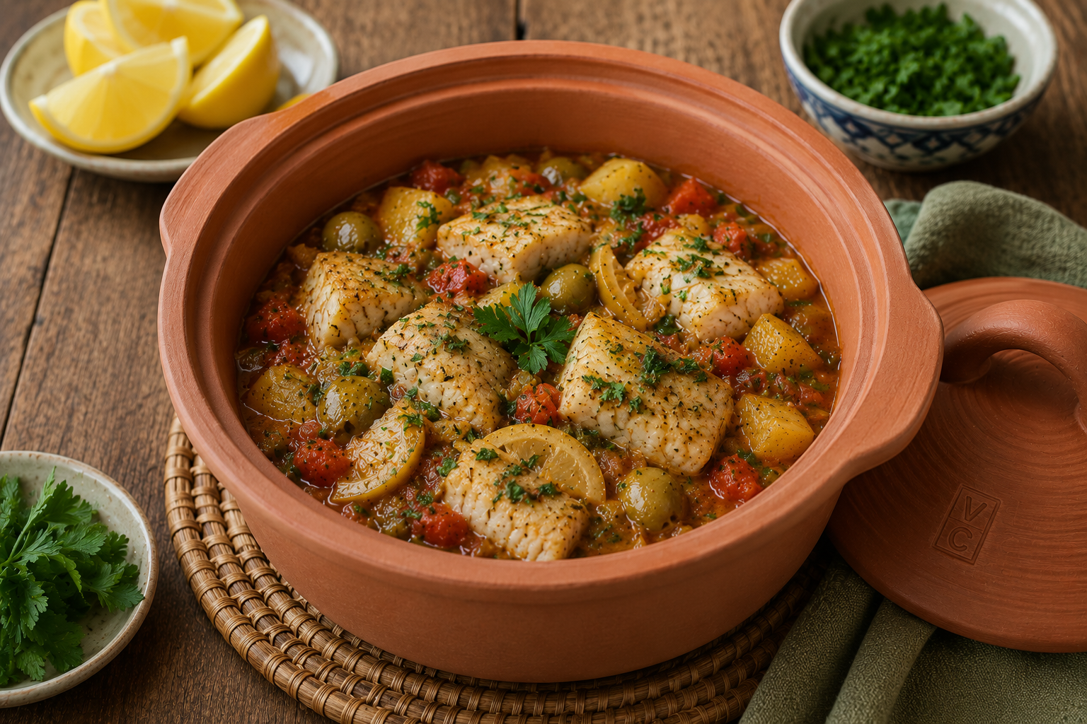 Fish Tagine with Preserved Lemon & Mint