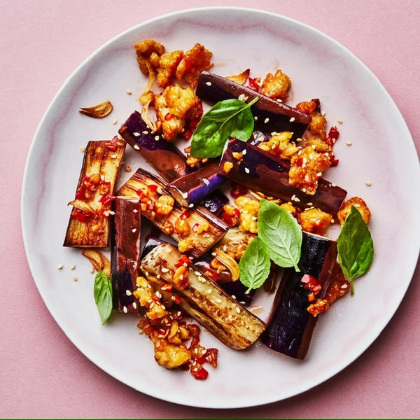 Eggplant With Basil and Chiles - VitaClay® Chef