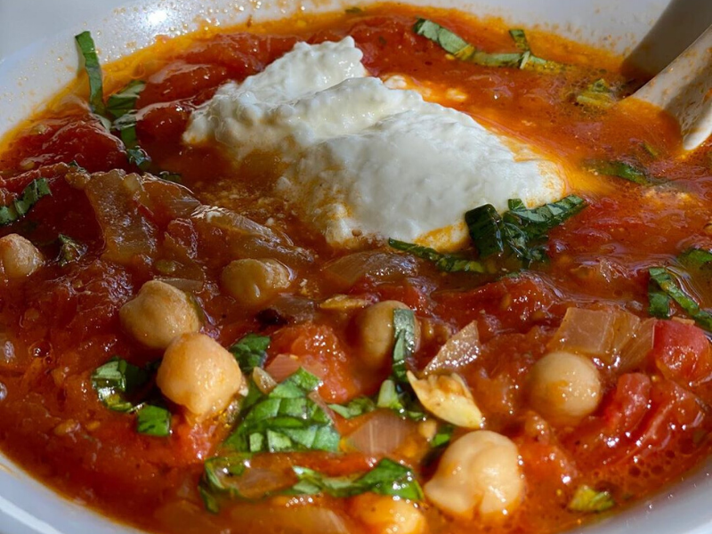 SPANISH CHICKPEA SOUP Swimming in Lots of Rich Tomato Sauce that is Vegan and Gluten-Free!