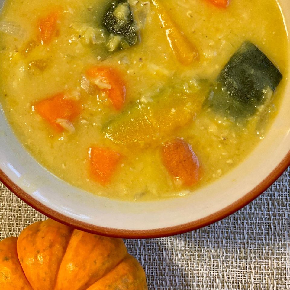 Red Lentil Kabocha Squash Carrot Soup in Coconut Curry