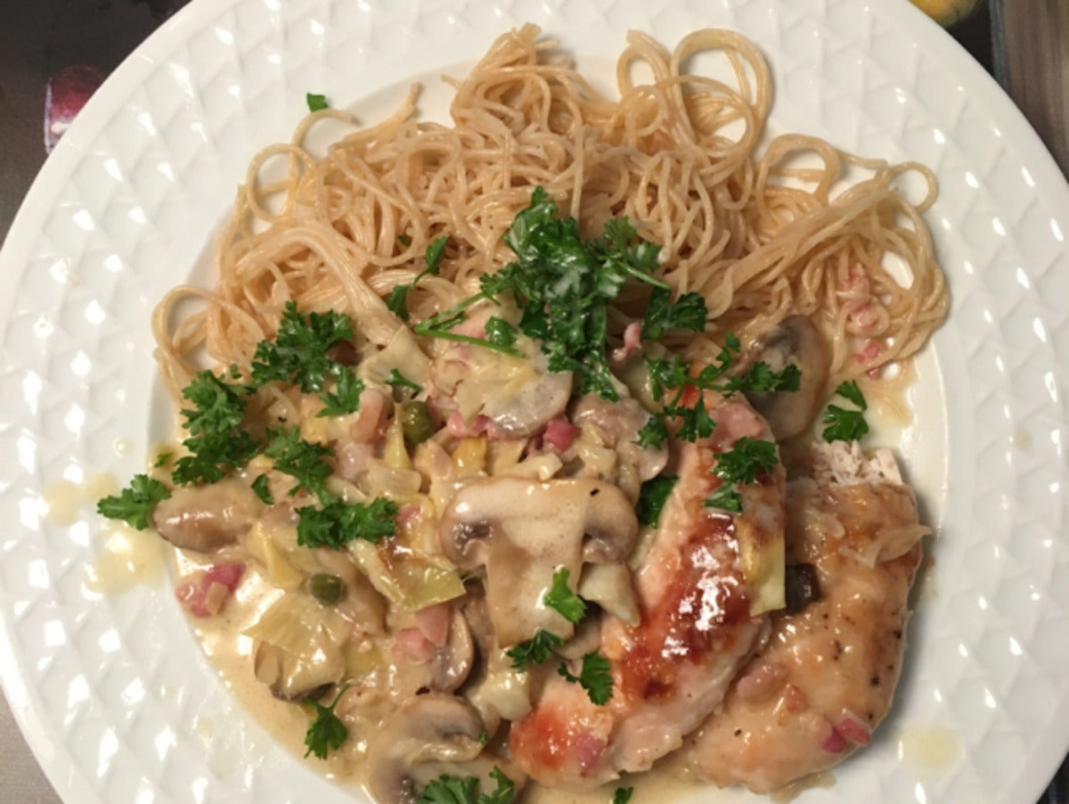 QUICK EASY ROMANO'S MACARONI GRILL CHICKEN SCALOPPINE IN VITACLAY FAST SLOW COOKER