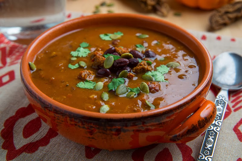 Spicy Black Bean Soup with Chorizo