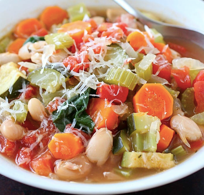 Quick and Easy Nourishing Tuscan Vegetable Soup in Instant Clay Crock Pot Slow Cooker