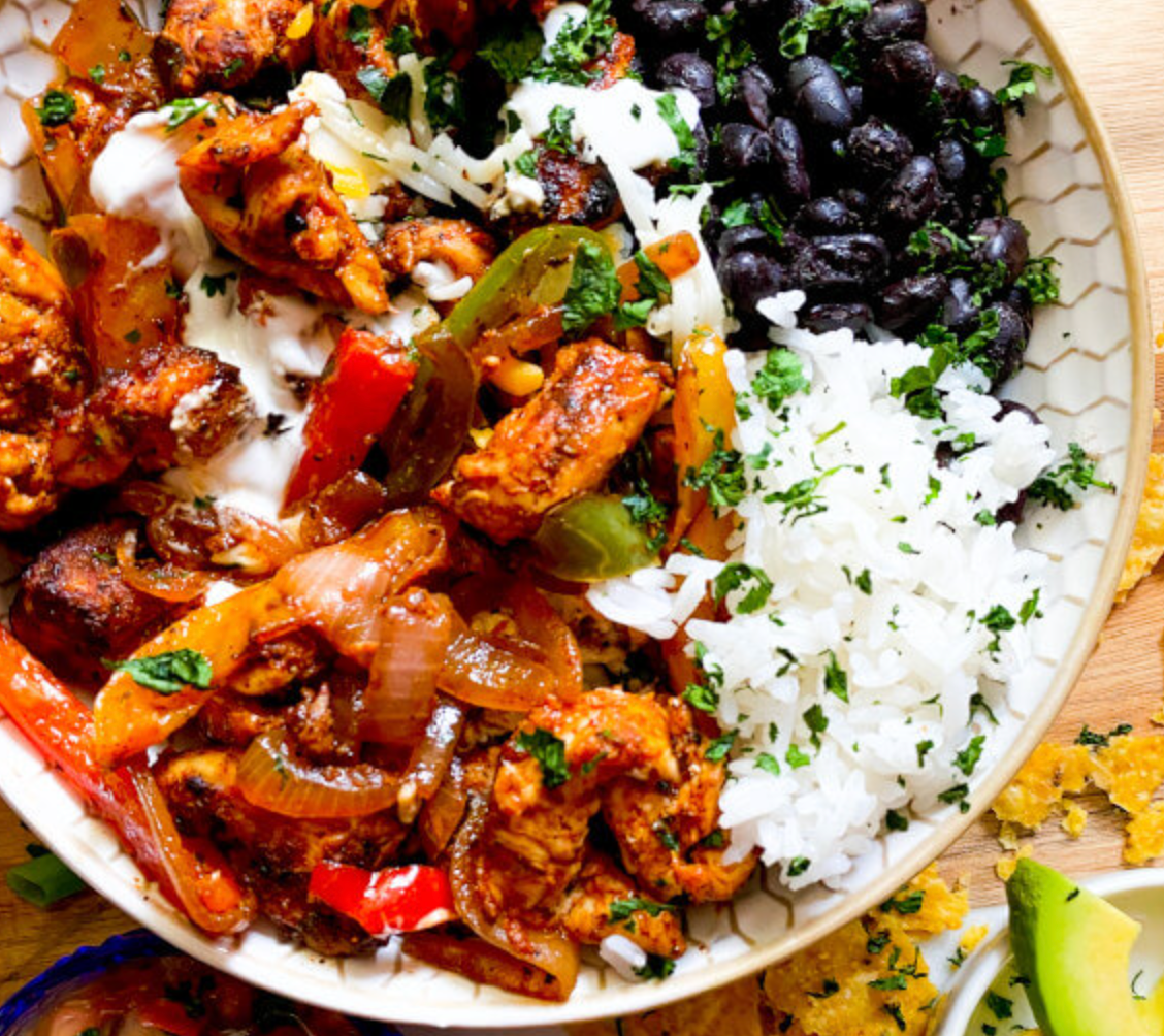 Slow Cooker Chicken Fajitas in Cilantro Lime Rice in Just a Dash