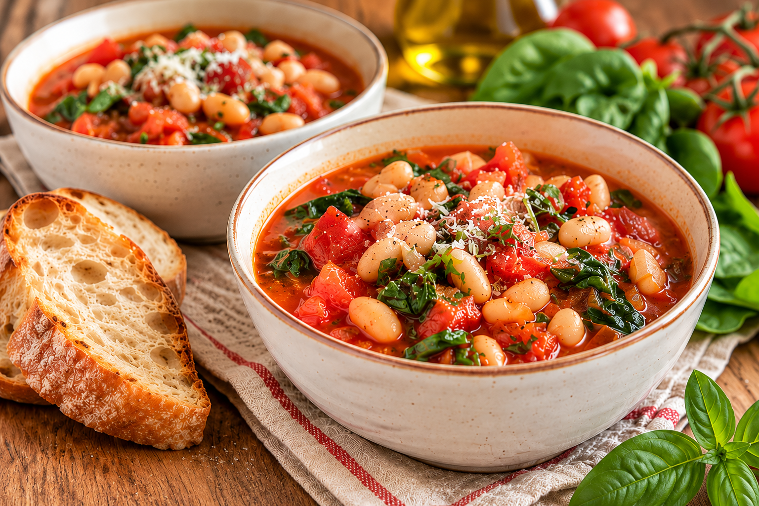 Tuscan White Bean, Tomato & Spinach Soup in VitaClay