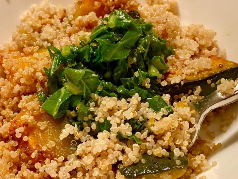 Made from Scratch- Easy Summer 30 minutes Vegetarian Dish, Butternut Squash Quinoa and Kale Salad in VitaClay!