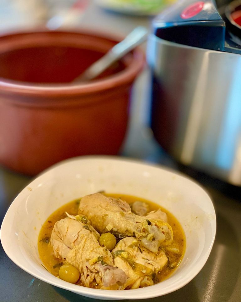 Chicken Tagine with Olives and “Preserved” Lemons Easy in Vita Clay "Instant" Slow Cooker