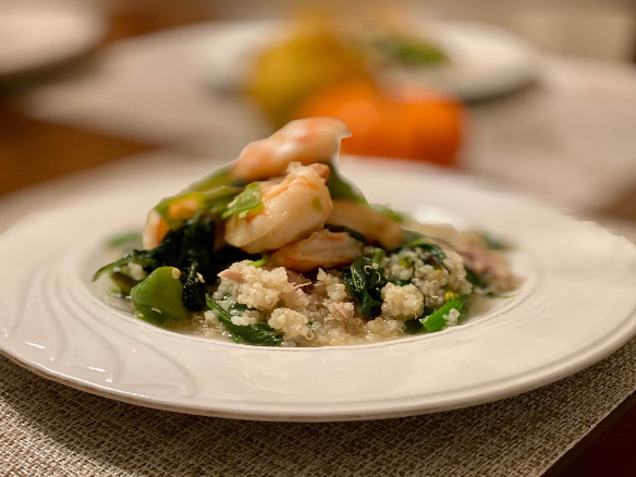 Immune Boosting Turkey Quinoa Soup with Shrimp In Bone Broth
