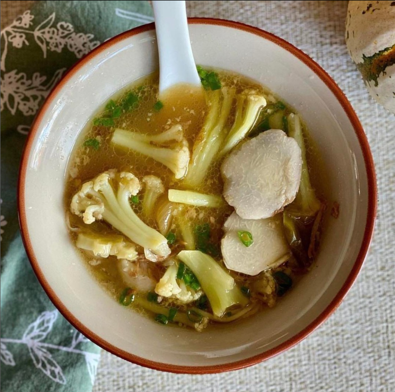 Cauliflower taro roots soup
