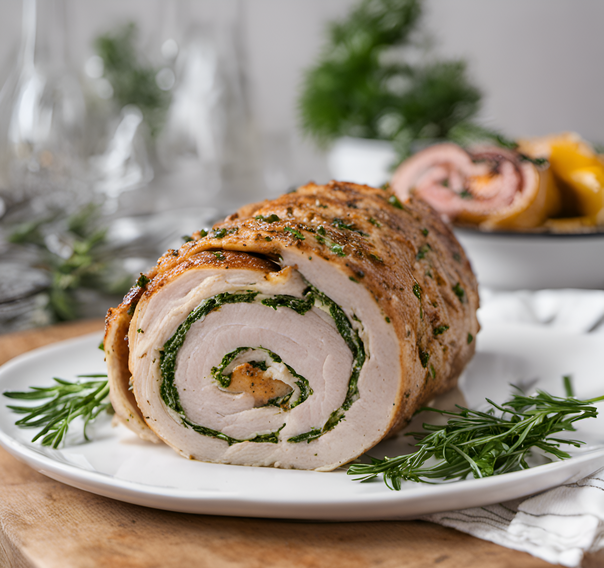 Garlic & Herb Turkey Roulade in clay pot fast slow cooker