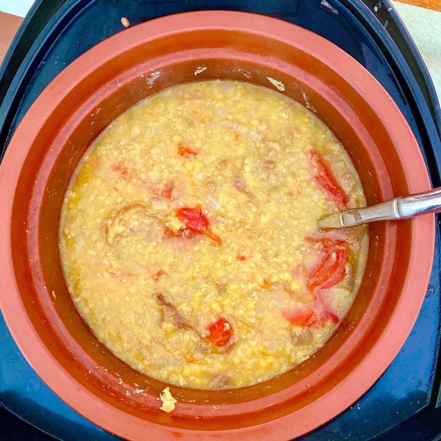 Farm fresh red lentil soup with lemon