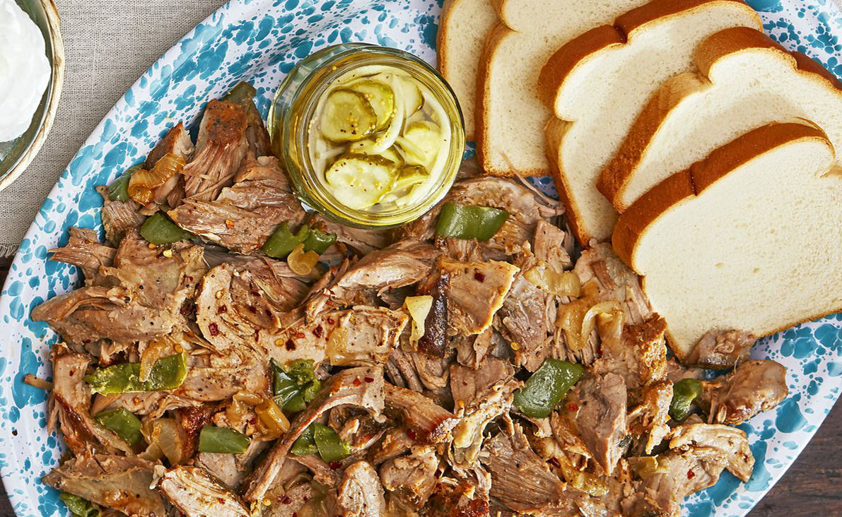 Roasted Pulled Pork with Sweet-and-Spicy Sauce in VitaClay Fast Slow Cooker