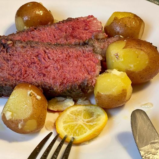 Ribeye Roast with Lemon Garlic Potatoes