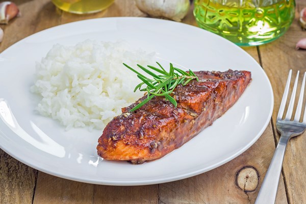 Asian-Inspired Miso Glazed Salmon Filets over Rice