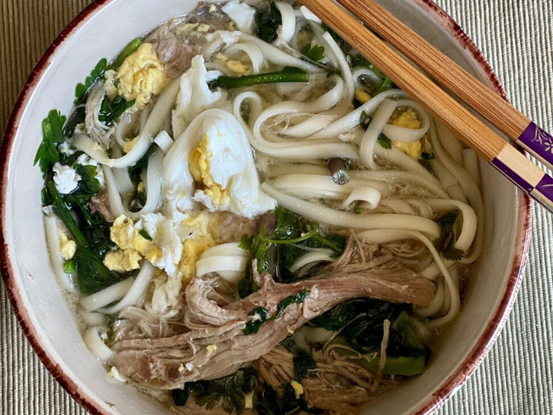 Yummy Nourishing Comforting Turkey Egg Spinach Noodle Soup
