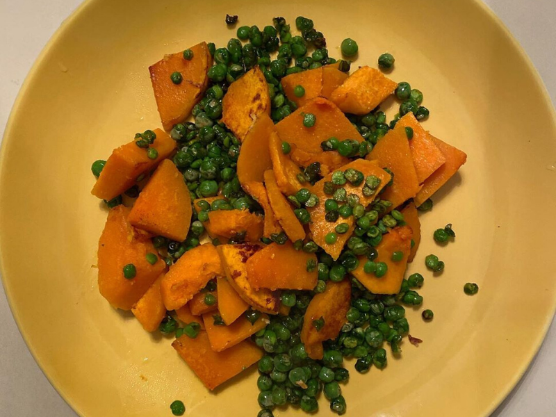 Meatless Monday Butternut Squash with Green Peas