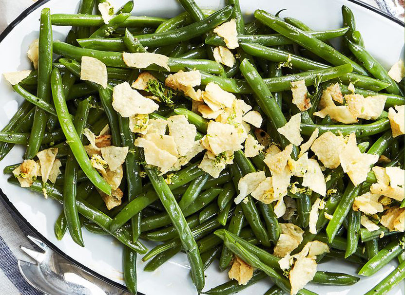 Green Beans and Crushed Salt-and-Vinegar Chips