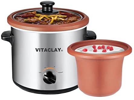 VITACLAY 3-IN-1 Clay Slow Cooker, Yogurt Maker, Baby Food Maker, VS7600-2C  / 2 QUART